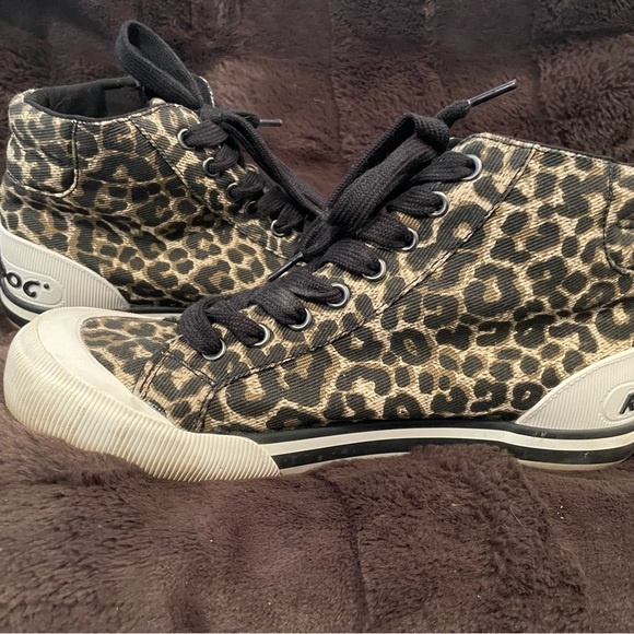 Rocket Dog Plush Foam Leopard Print Zip Up High Tops Sz 7.5 - Picture 7 of 16